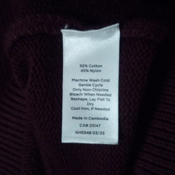 Talbots Burgundy Pink Knit Button Front Long Line Cardigan Cotton Blend Size 1X - Picture 9 of 9